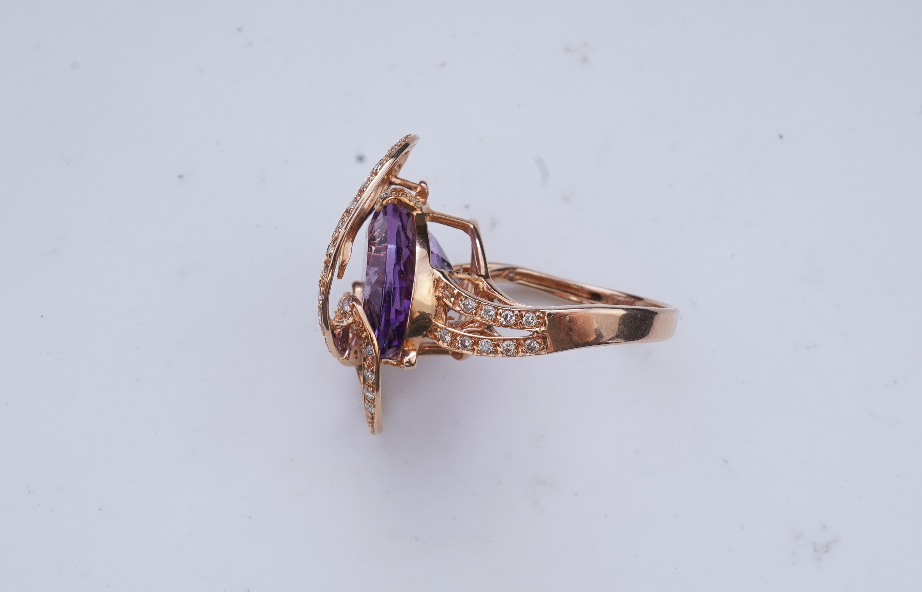 An amethyst and diamond ring